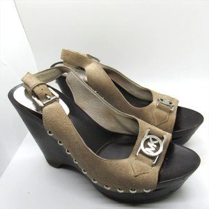 Michael Kors Wedge Sling Back Studded Y2K Open Toe Sz 9 Ultra High